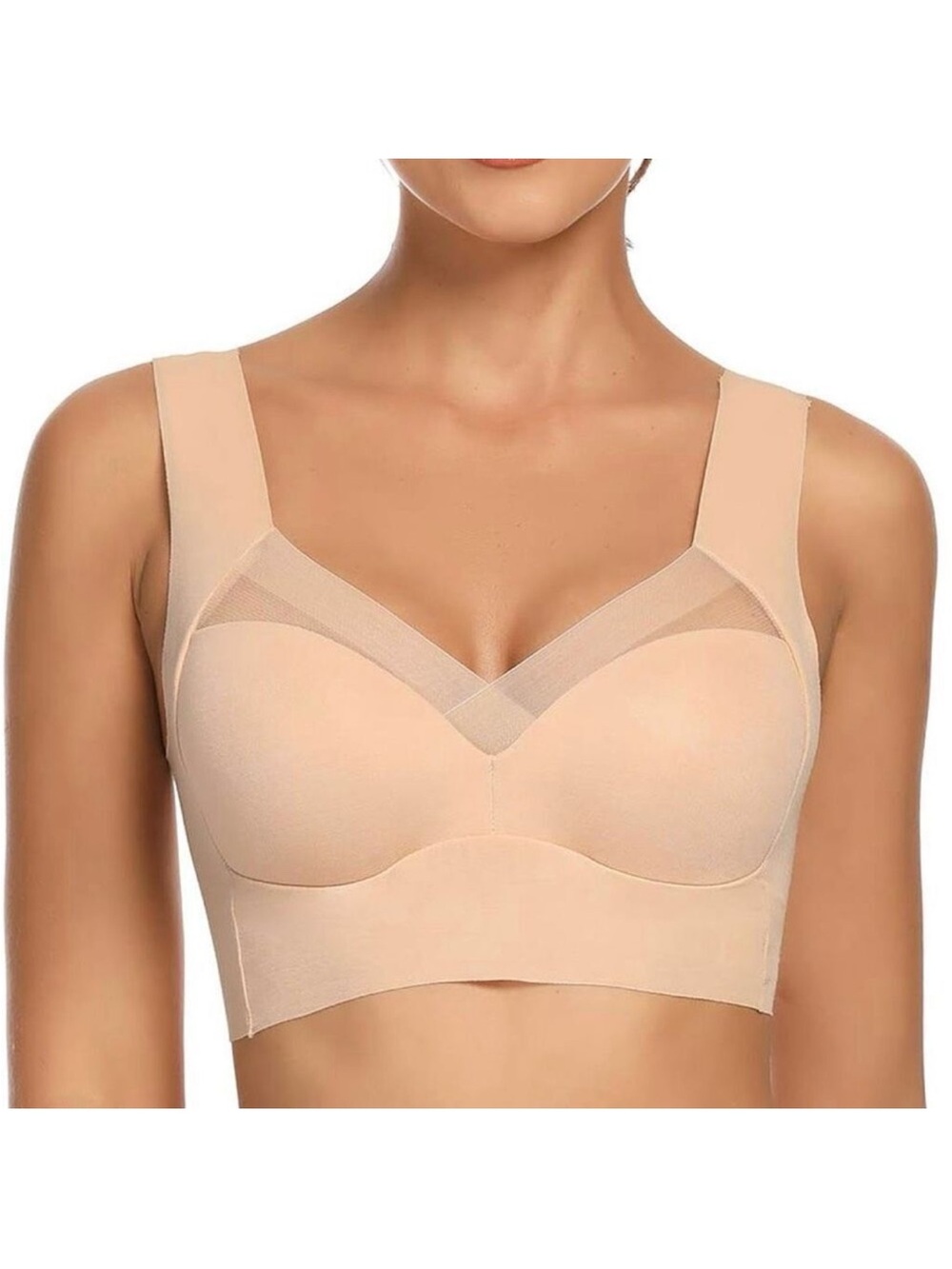 NWT Wireless Molded Seamless Nude Full Coverage Comfort Bra Size 2L